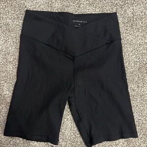 Aeropostale Women's Pinstripe Black Bike Shorts